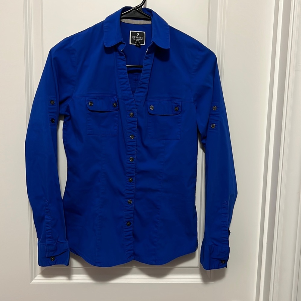 Express Essential Royal Blue Button Down Shirt XS